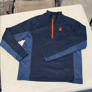 Spyder Dark Blue and Bright Orange Quarter-Zip Pullover